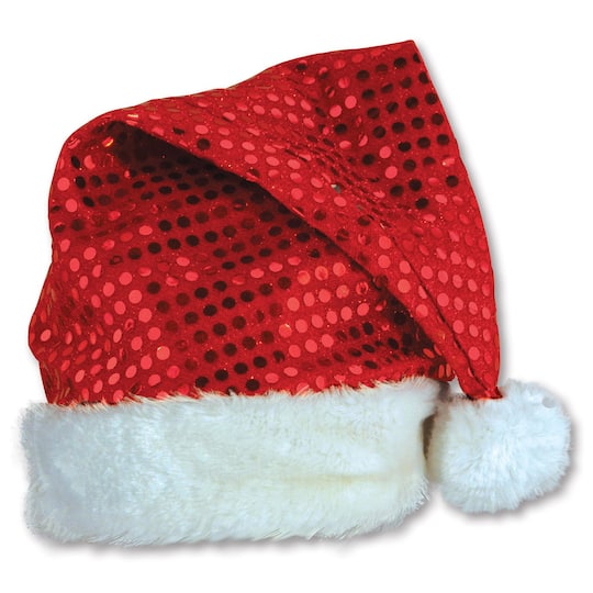Beistle Red Sequin Sheen Santa Hats, 2ct.